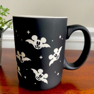 Disney Halloween Mickey Bat Vampire Mug Soft Touch Black Etch Ceramic Coffee NWT